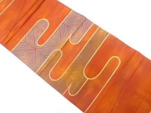 アンティーク　縞にヱ霞・格子・若松模様織り出し袋帯（材料）